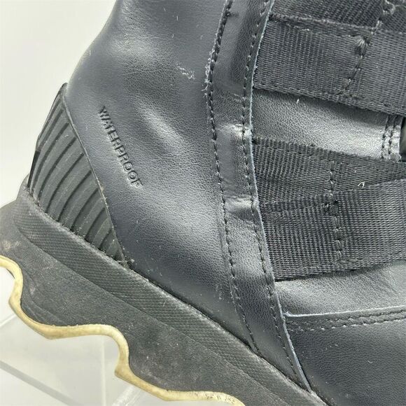 Sorel Kinetic Short Black Leather Lace Up Waterproof Boot Sneakers Size 8.5 - Picture 2 of 13